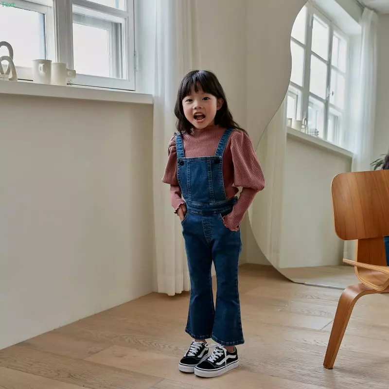 Honeybee - Korean Children Fashion - #prettylittlegirls - Denim Dungarees Wide Pants - 4