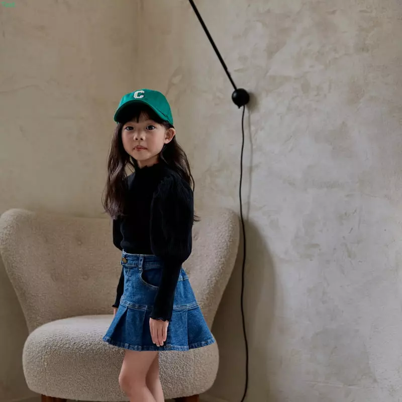 Honeybee - Korean Children Fashion - #childofig - Denim Wrinkle Skirt - 8