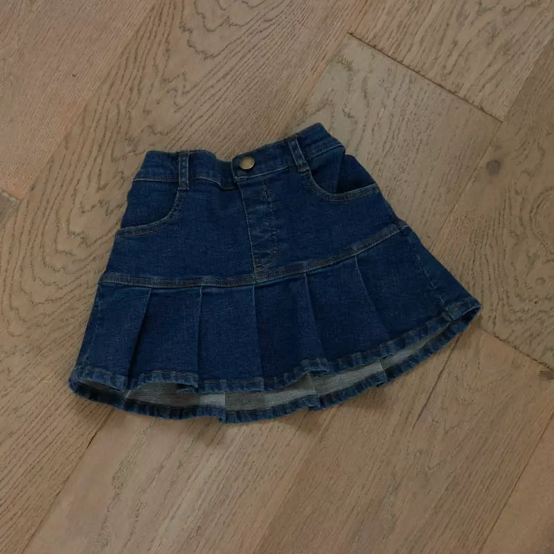 Honeybee - Korean Children Fashion - #littlefashionista - Denim Wrinkle Skirt