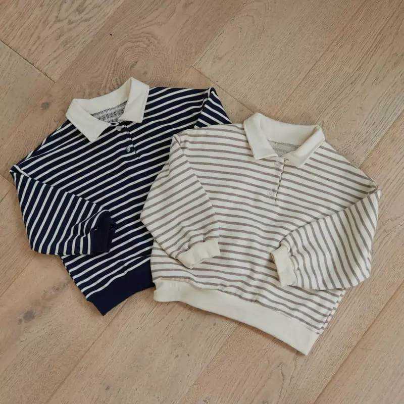 Honeybee - Korean Children Fashion - #minifashionista - Stripes Collar Sweatshirt