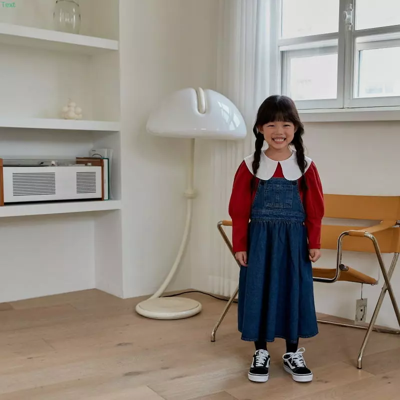 Honeybee - Korean Children Fashion - #todddlerfashion - Denim Dungarees Long Skirt - 7