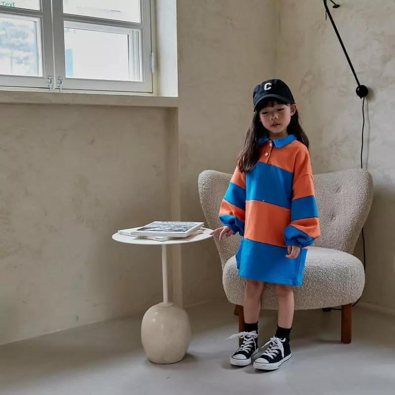 Honeybee - Korean Children Fashion - #prettylittlegirls - Color Collar One-piece - 4