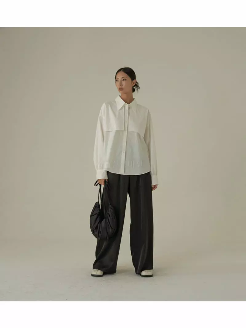 Howl - Korean Women Fashion - #momslook - Satin Wide Banding Pants - 3