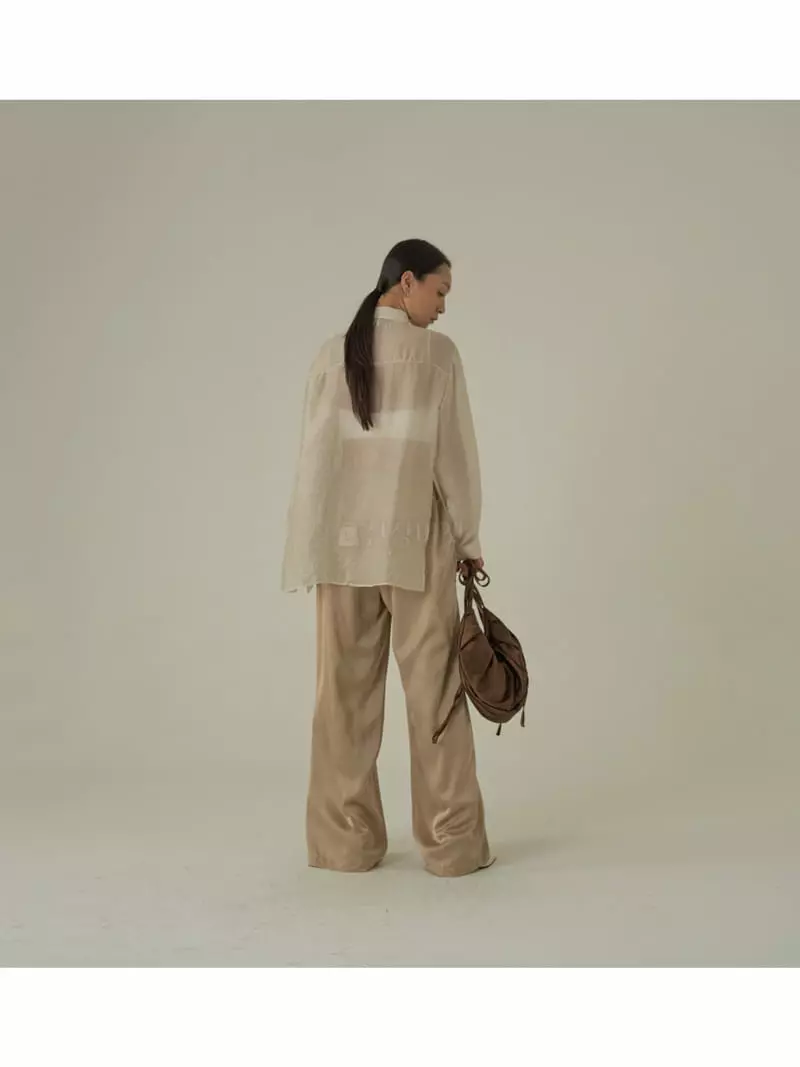 Howl - Korean Women Fashion - #momslook - Satin Wide Banding Pants - 5