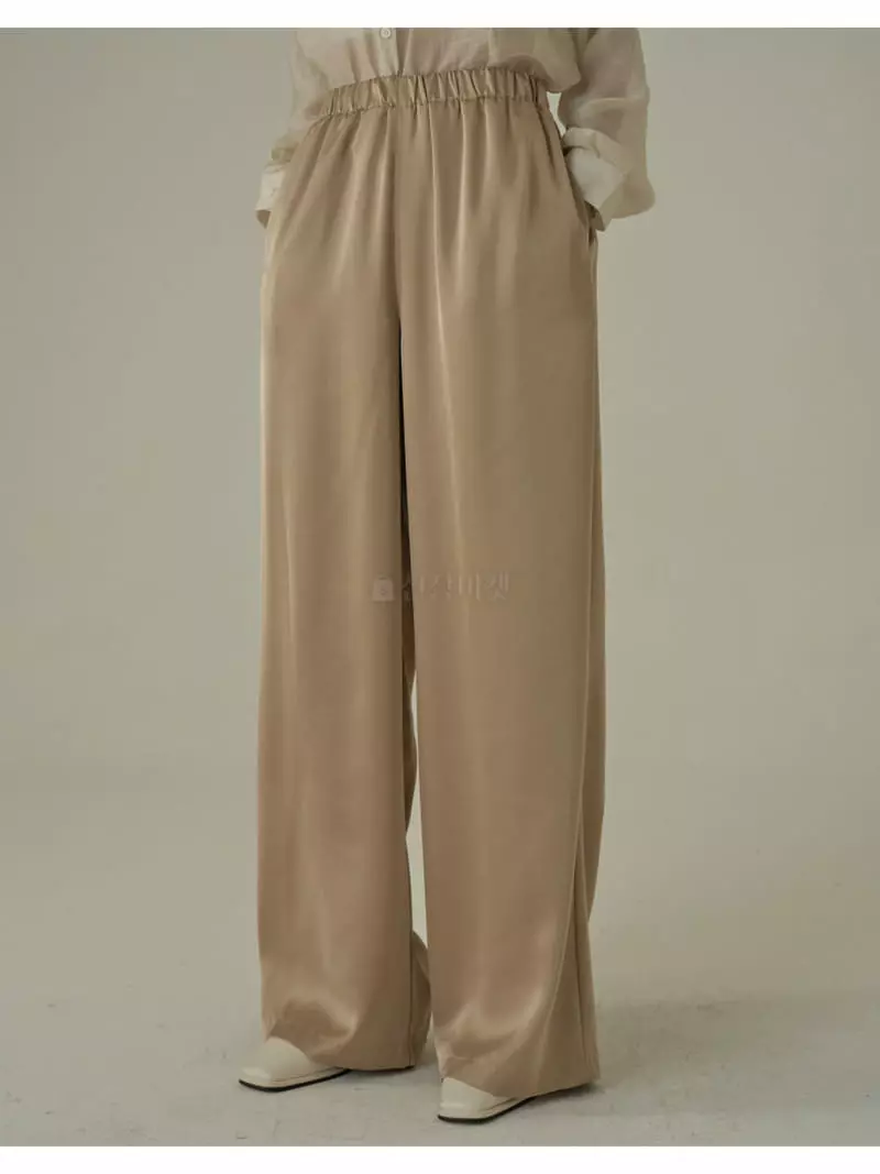 Howl - Korean Women Fashion - #momslook - Satin Wide Banding Pants - 7