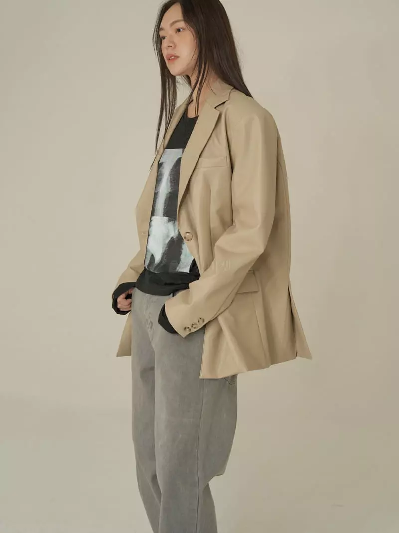 Howl - Korean Women Fashion - #momslook - Leather Blazer - 3