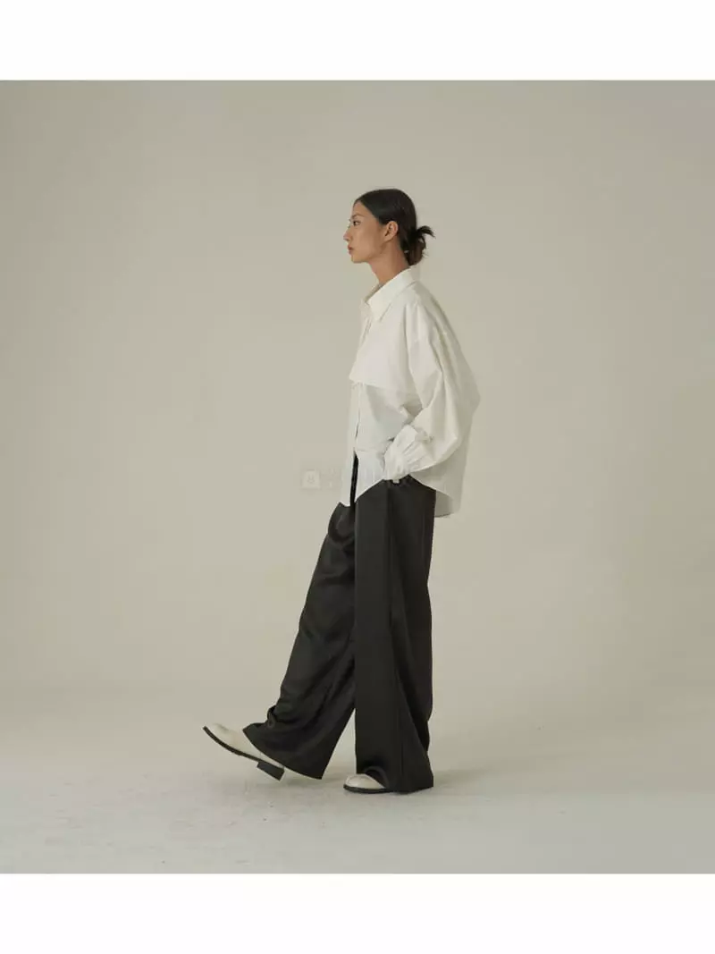 Howl - Korean Women Fashion - #womensfashion - Satin Wide Banding Pants - 2