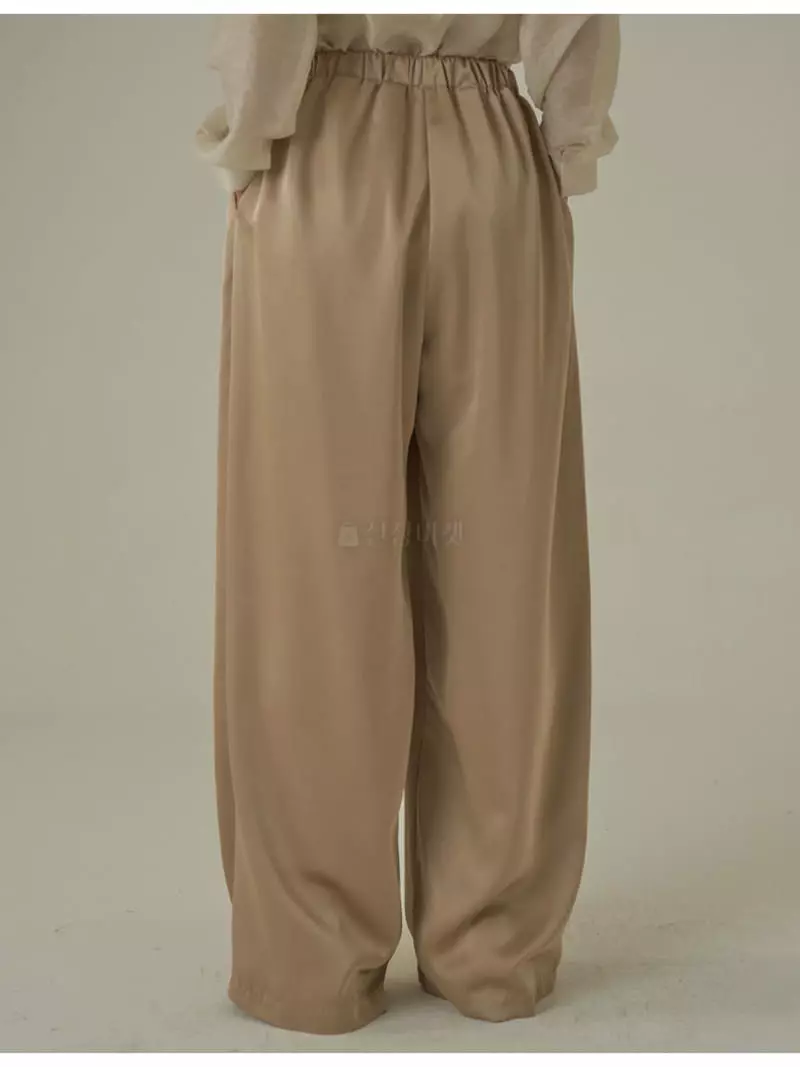 Howl - Korean Women Fashion - #womensfashion - Satin Wide Banding Pants - 8