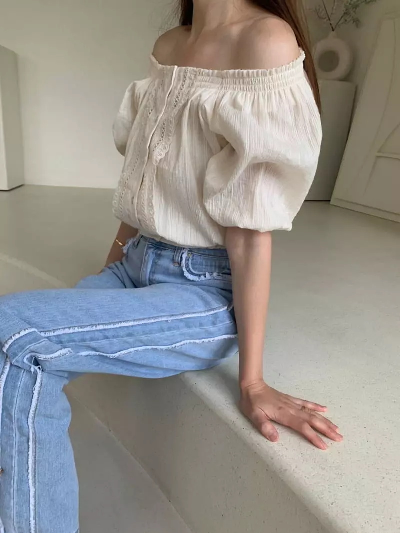 Hue - Korean Women Fashion - #momslook - Offless Blouse - 5