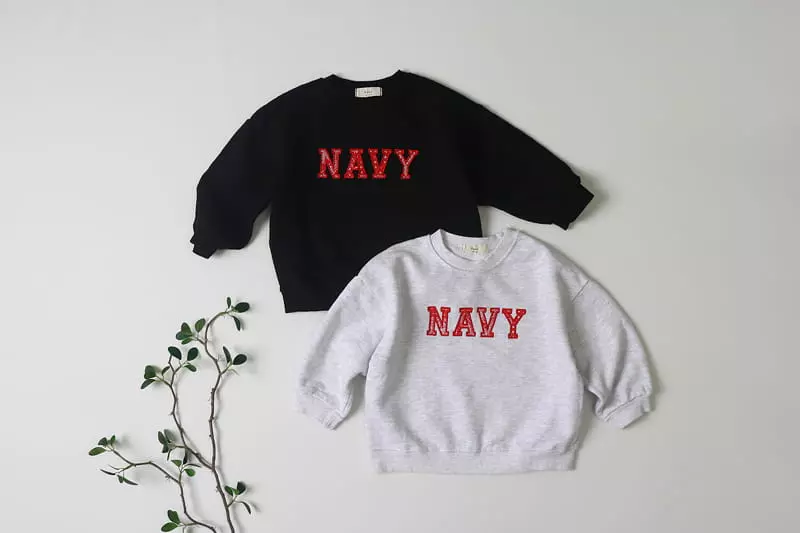 Hyvaa - Korean Children Fashion - #Kfashion4kids - Navy Embrodiery Sweatshirt - 2