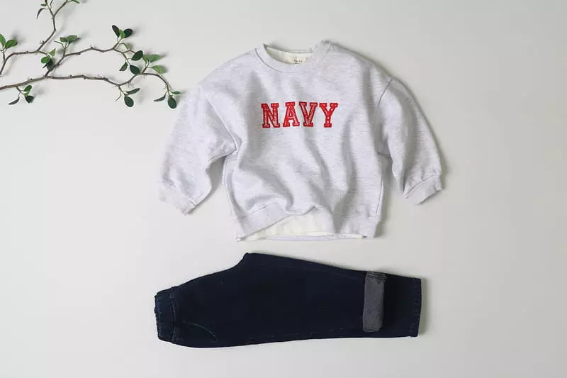 Hyvaa - Korean Children Fashion - #childrensboutique - Navy Embrodiery Sweatshirt - 11
