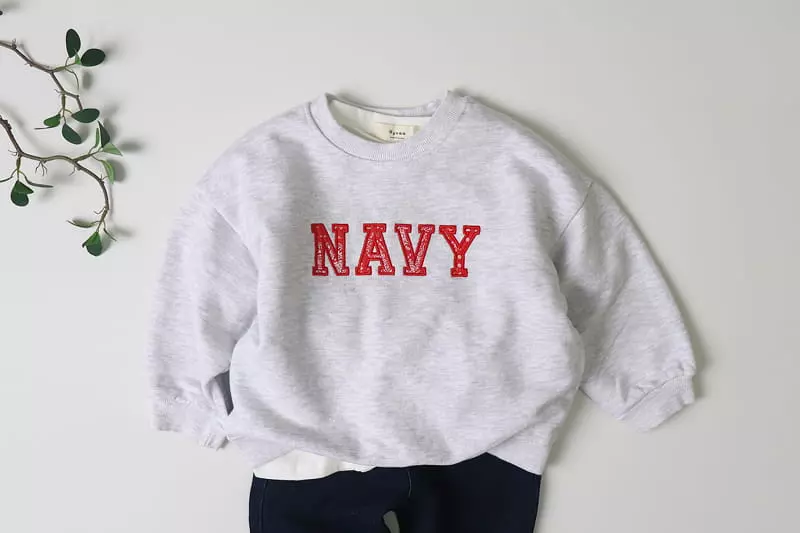 Hyvaa - Korean Children Fashion - #designkidswear - Navy Embrodiery Sweatshirt - 12