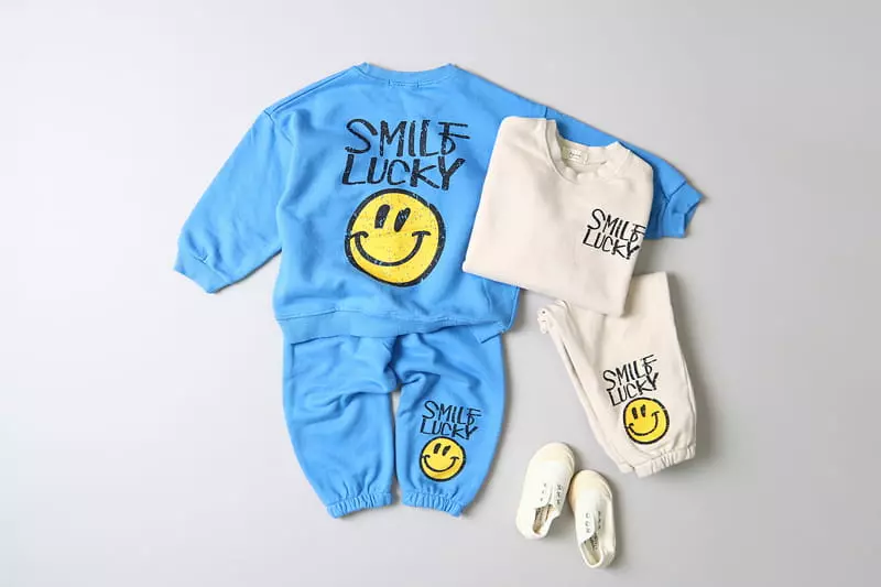 Hyvaa - Korean Children Fashion - #discoveringself - Lucky Smile Top Bottom Set - 3