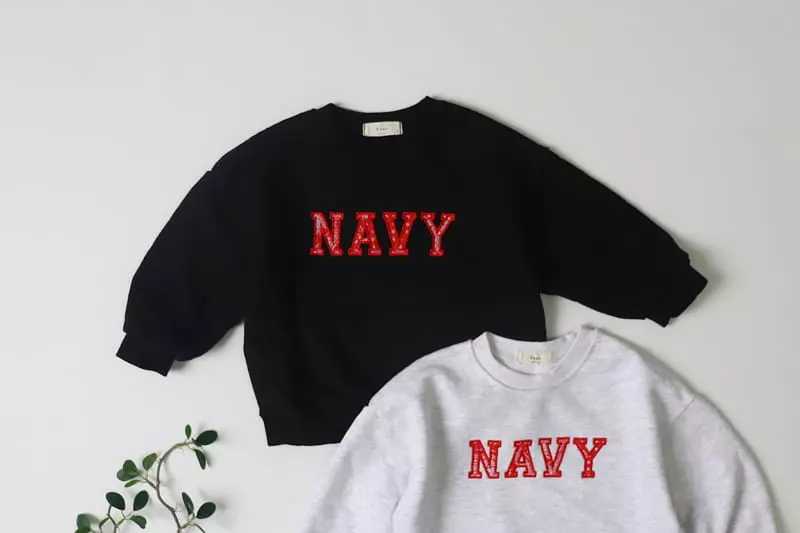 Hyvaa - Korean Children Fashion - #littlefashionista - Navy Embrodiery Sweatshirt - 3