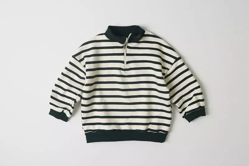 Hyvaa - Korean Children Fashion - #minifashionista - Half Zip-up Stripes Tee - 8
