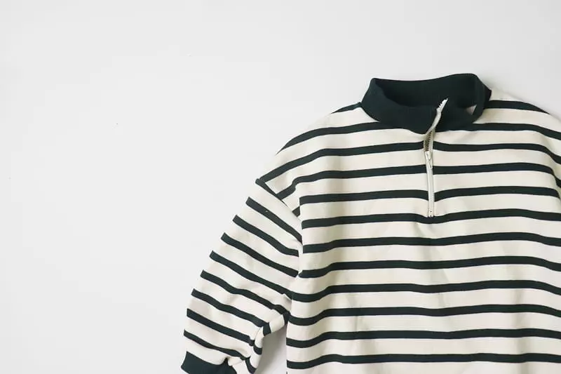 Hyvaa - Korean Children Fashion - #prettylittlegirls - Half Zip-up Stripes Tee - 9