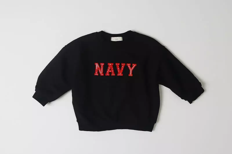 Hyvaa - Korean Children Fashion - #prettylittlegirls - Navy Embrodiery Sweatshirt - 6