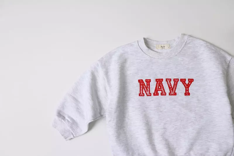 Hyvaa - Korean Children Fashion - #stylishchildhood - Navy Embrodiery Sweatshirt - 9