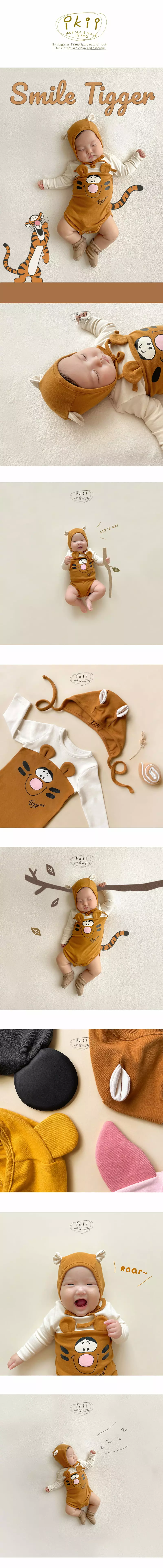 Ikii - Korean Baby Fashion - #onlinebabyshop - Smile tigger Bodysuit with Hat - 3