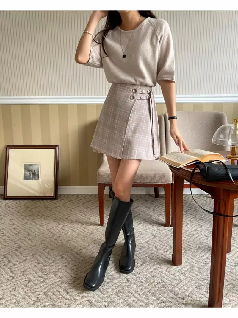Imagine - Korean Women Fashion - #momslook - Collie Knit Tee - 2