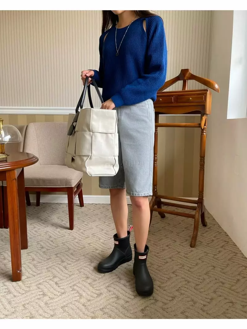 Imagine - Korean Women Fashion - #momslook - Cheese Knit Tee
