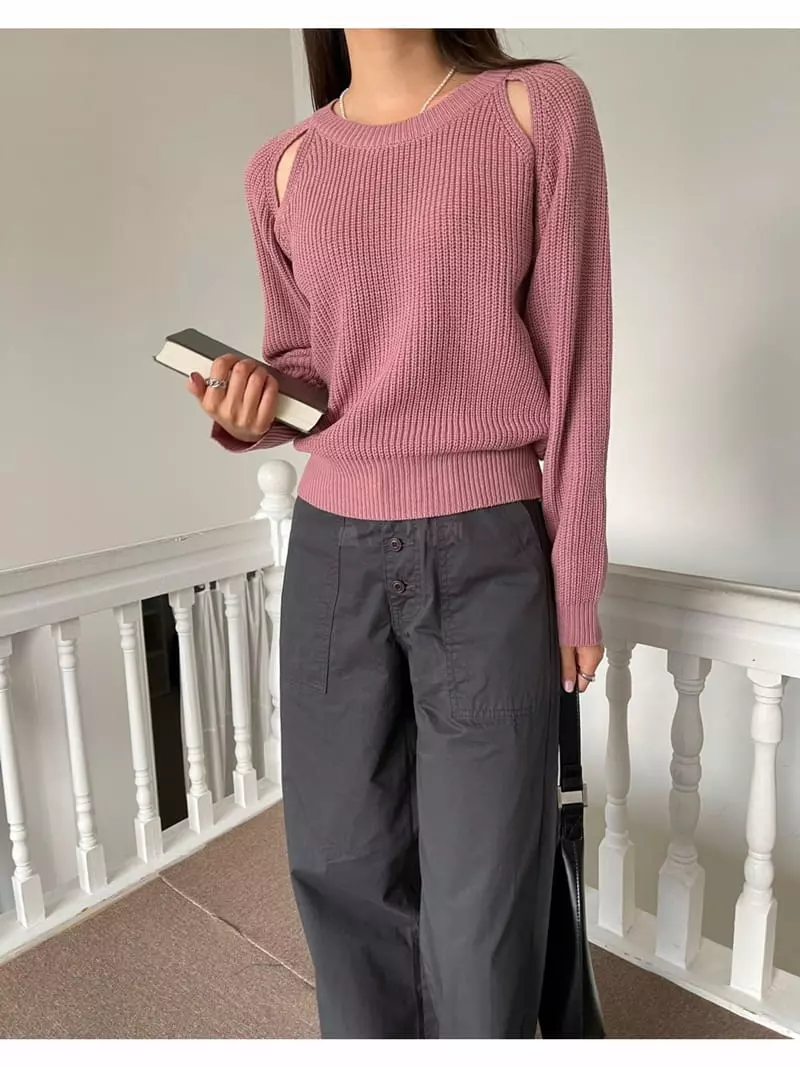 Imagine - Korean Women Fashion - #momslook - Cheese Knit Tee - 12