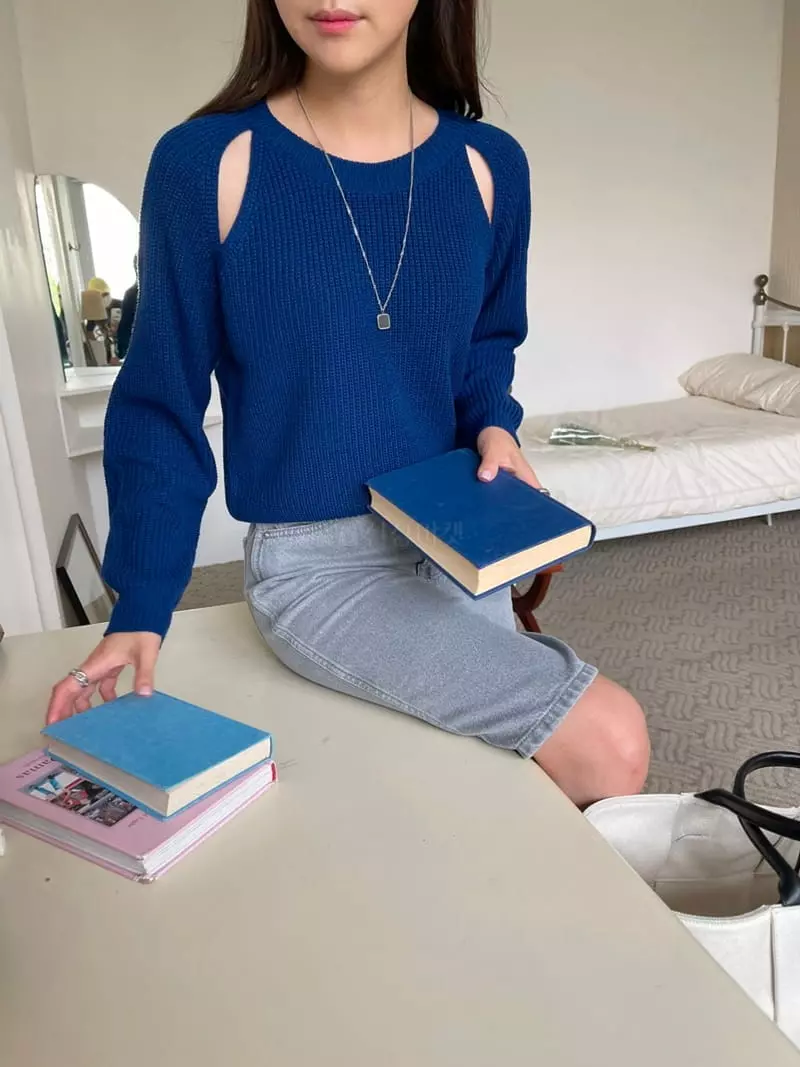Imagine - Korean Women Fashion - #momslook - Cheese Knit Tee - 2