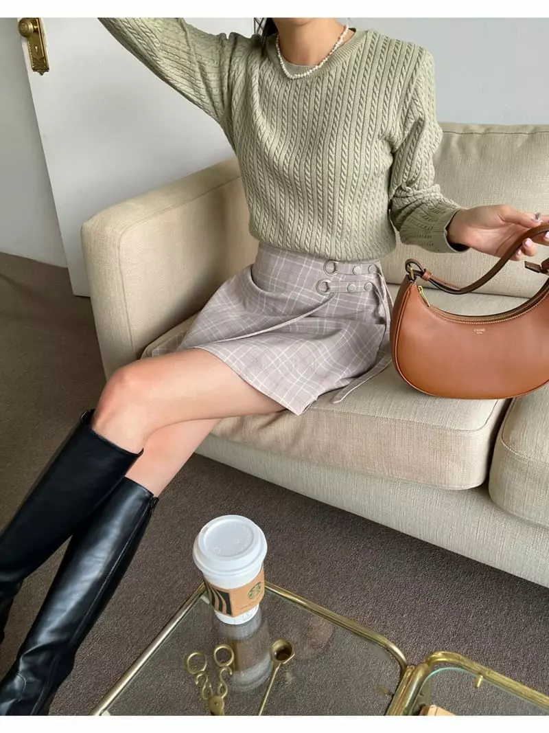 Imagine - Korean Women Fashion - #momslook - Basic Cable Knit Tee - 12