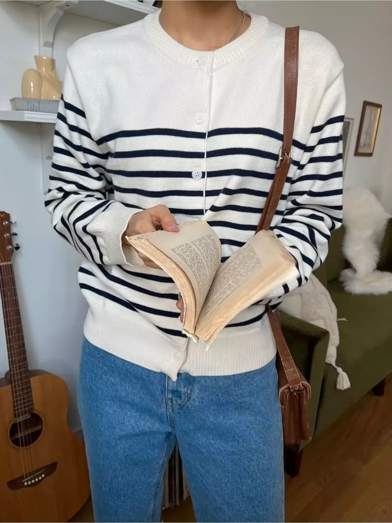 Imagine - Korean Women Fashion - #momslook - Stripes Cardigan - 11