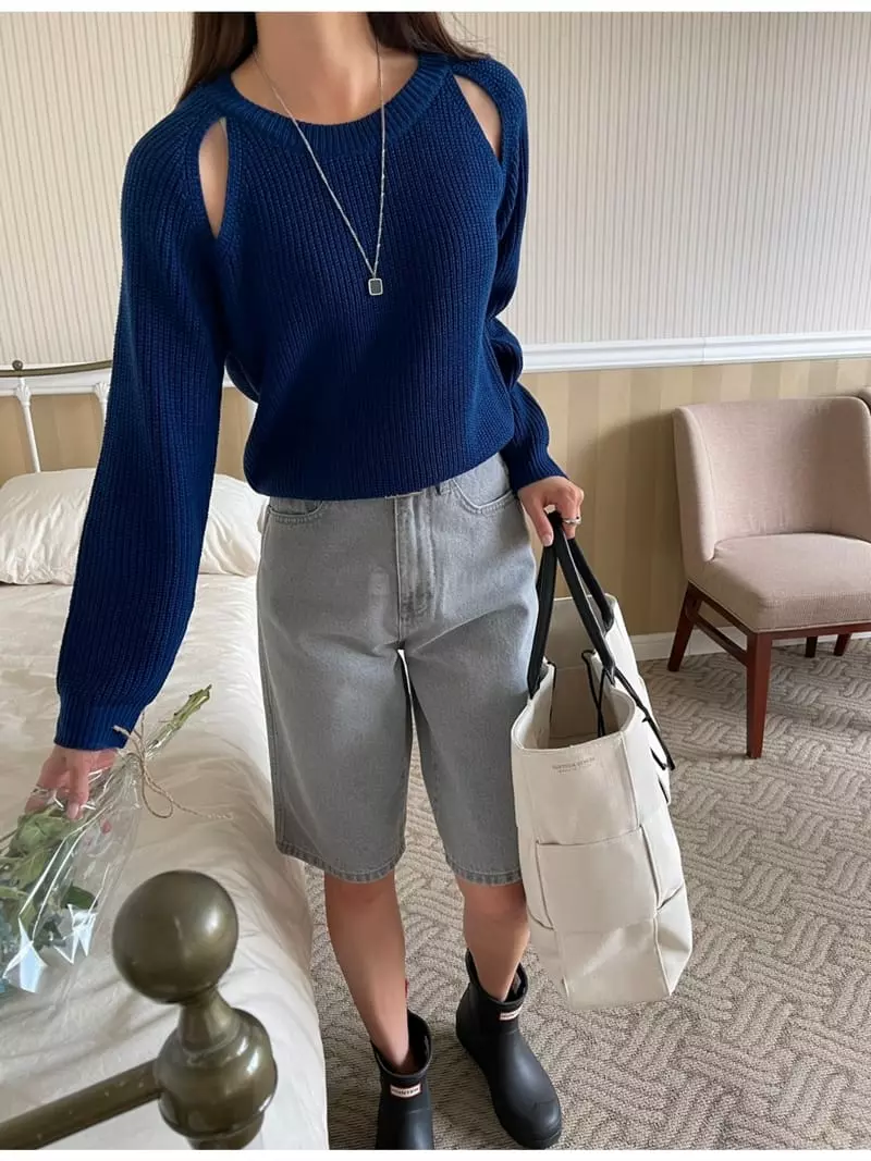 Imagine - Korean Women Fashion - #vintagekidsstyle - Cheese Knit Tee - 5