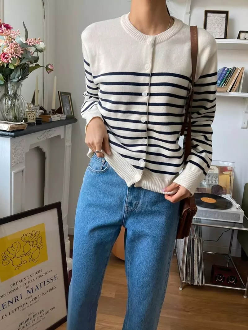 Imagine - Korean Women Fashion - #womensfashion - Stripes Cardigan - 12