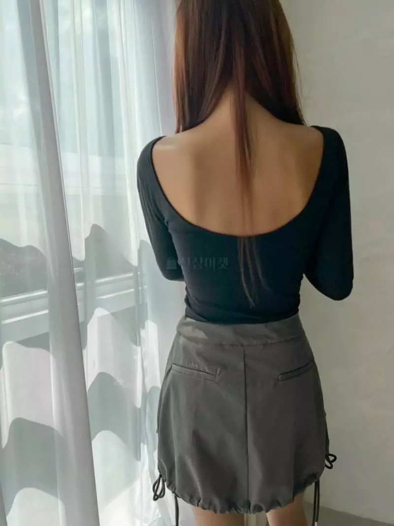 Inssense - Korean Women Fashion - #momslook - Two Way Slim Fit Tee - 7