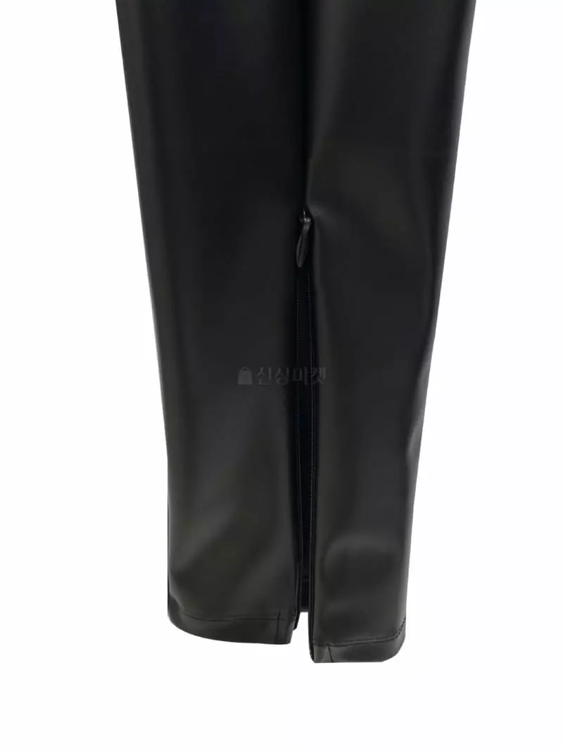 Inssense - Korean Women Fashion - #momslook - Leather Front Slit Leggings - 7