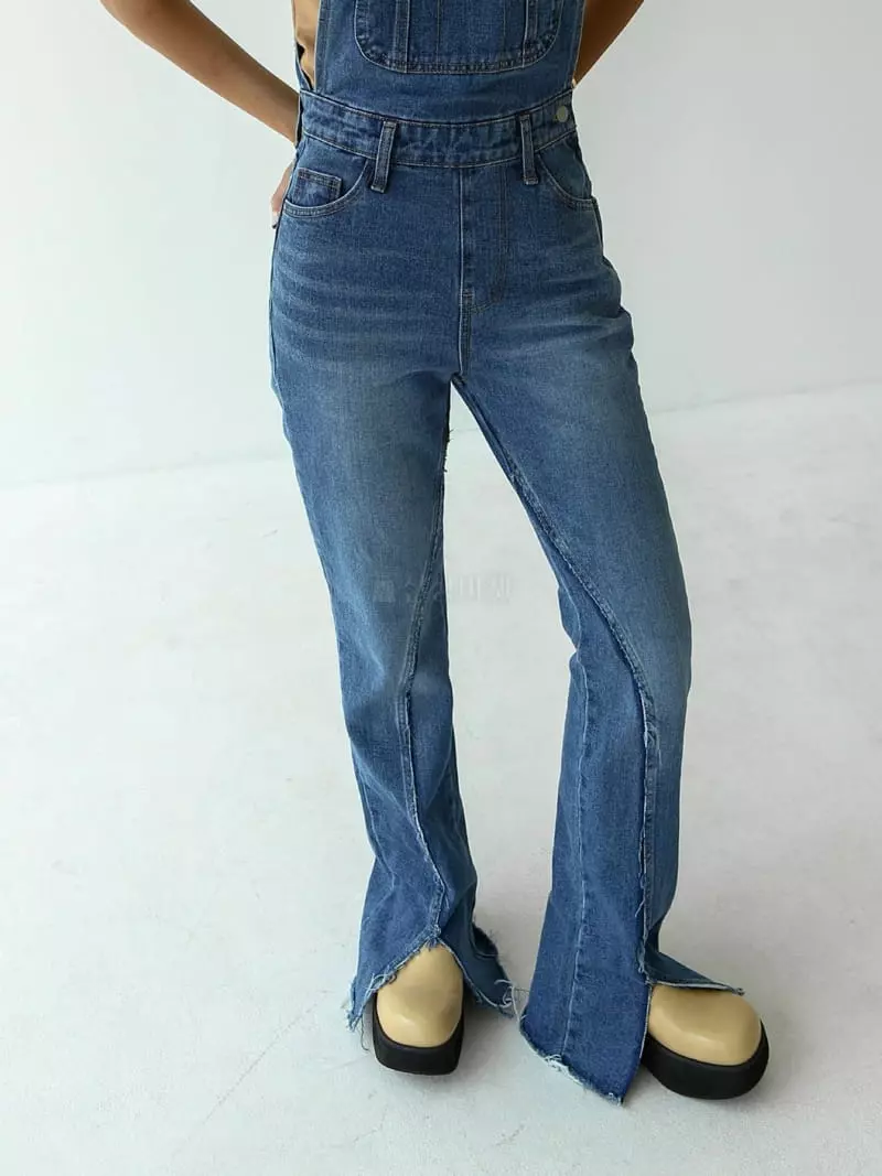 Inssense - Korean Women Fashion - #shopsmall - Front Cutting Denim Overalls - 2
