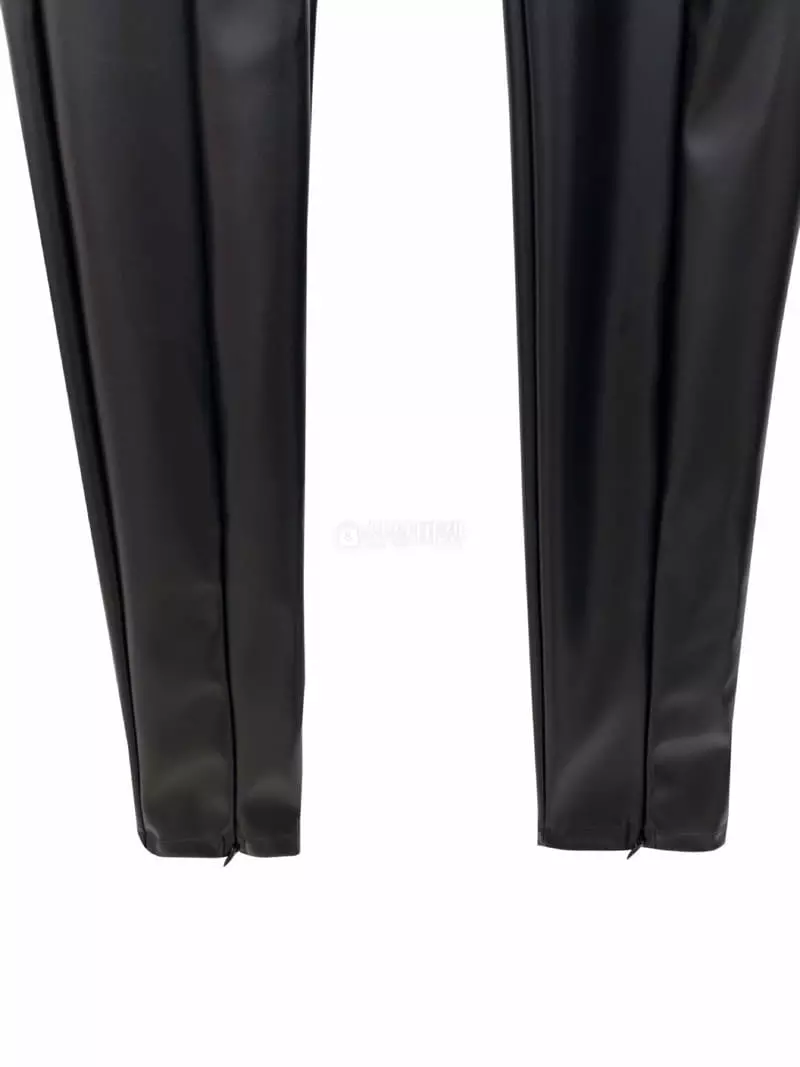 Inssense - Korean Women Fashion - #womensfashion - Leather Front Slit Leggings - 6