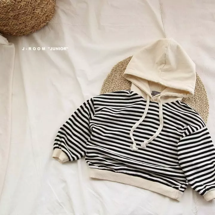 J-Room - Korean Children Fashion - #childrensboutique - Stripes Hoody Tee - 6