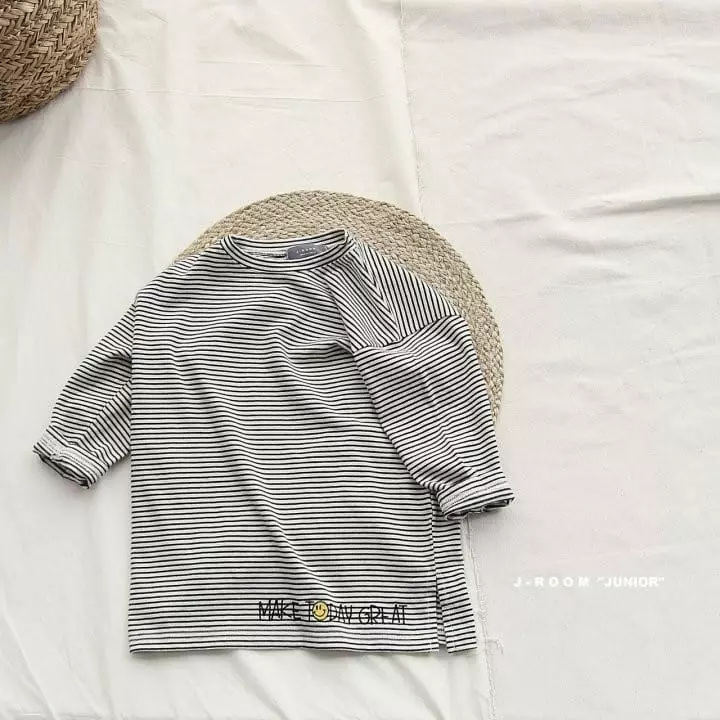 J-Room - Korean Children Fashion - #littlefashionista - Today Embroidery Tee Stripes