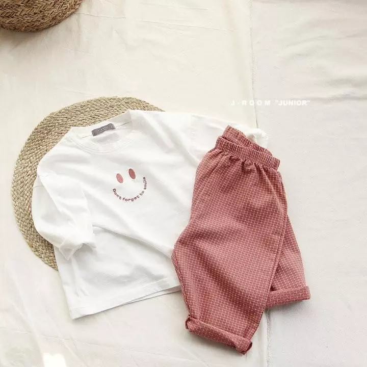 J-Room - Korean Children Fashion - #minifashionista - Embrodiery Check Top Bottom Set - 6
