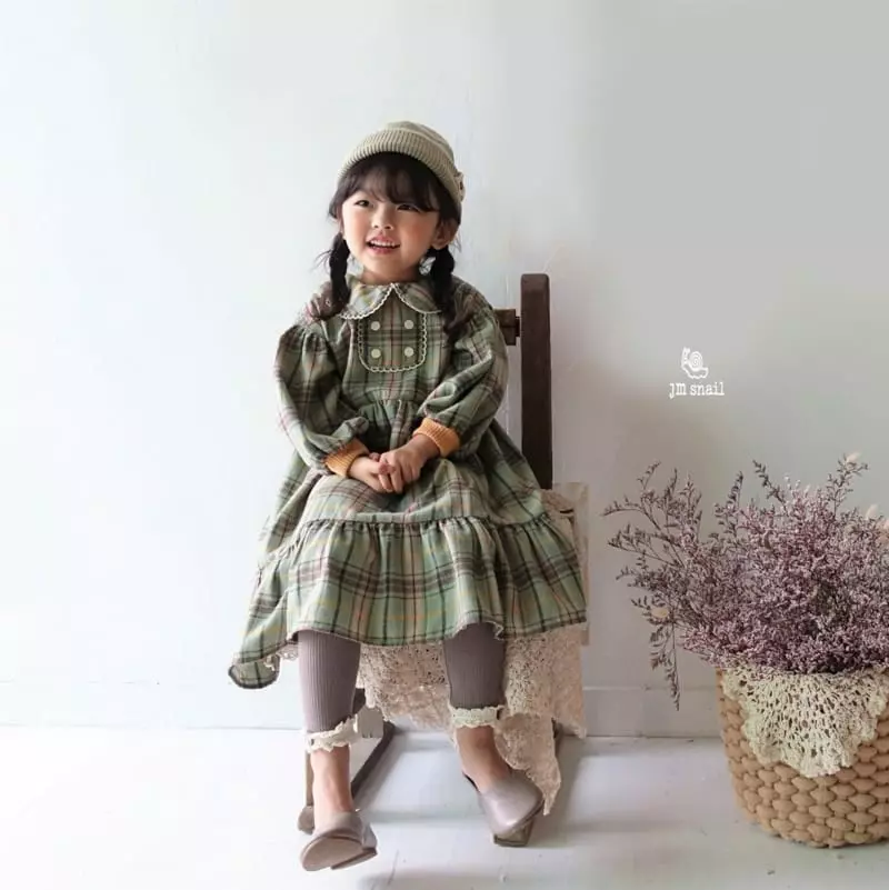 JM Snail - Korean Children Fashion - #kidzfashiontrend - Check Hepfun Collar One-piece - 4