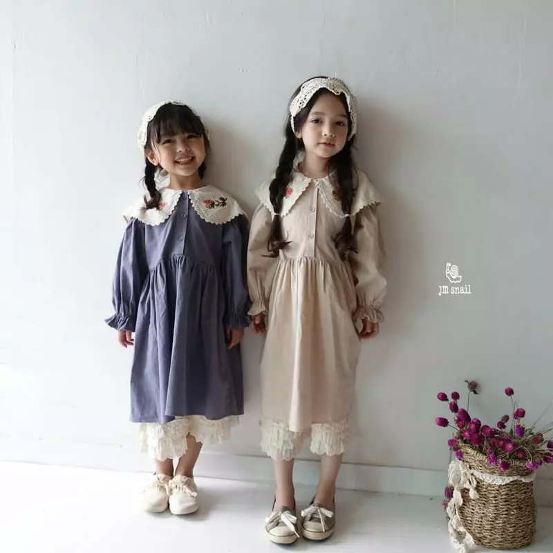 JM Snail - Korean Children Fashion - #childofig - Embroidery One-piece - 3