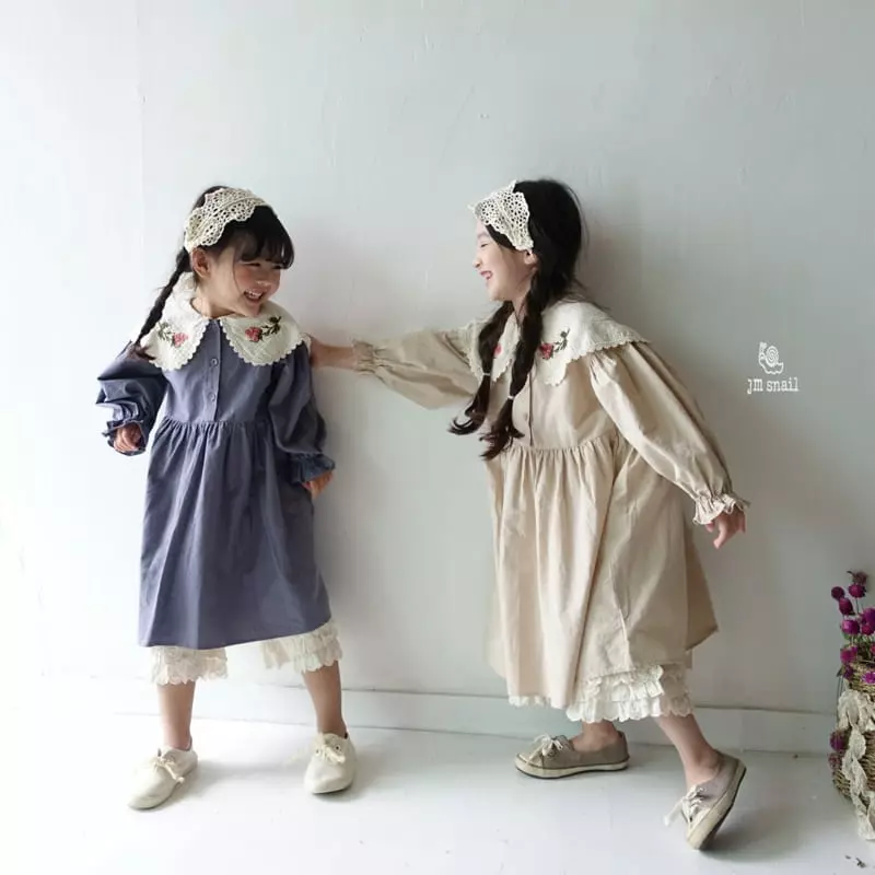 JM Snail - Korean Children Fashion - #childrensboutique - Embroidery One-piece - 5