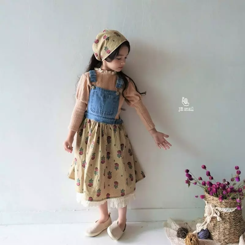 JM Snail - Korean Children Fashion - #fashionkids - Cottage Denim Dungarees One-piece - 10