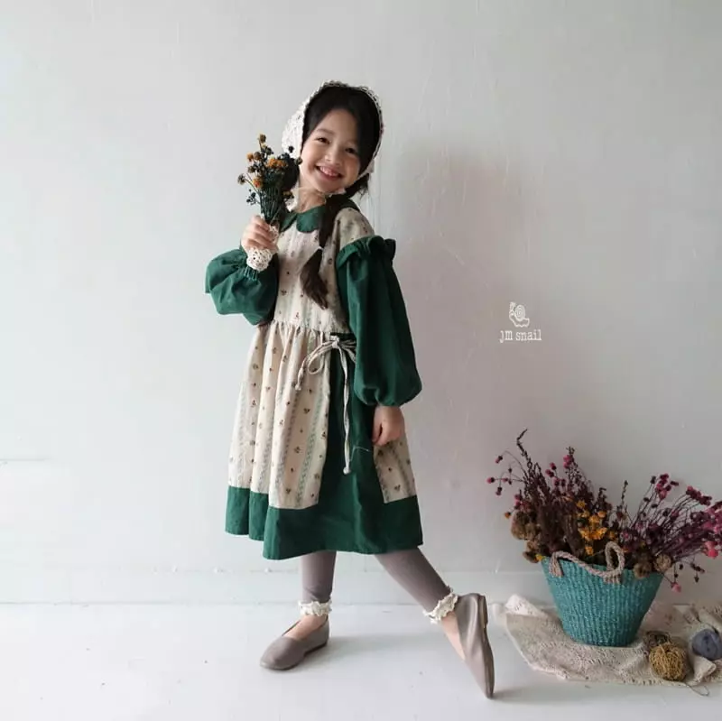 JM Snail - Korean Children Fashion - #fashionkids - Apron Collar One-piece - 12