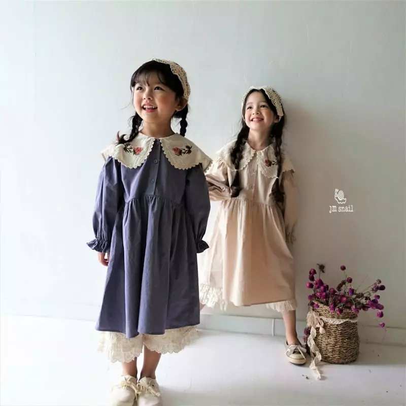 JM Snail - Korean Children Fashion - #fashionkids - Embroidery One-piece - 8