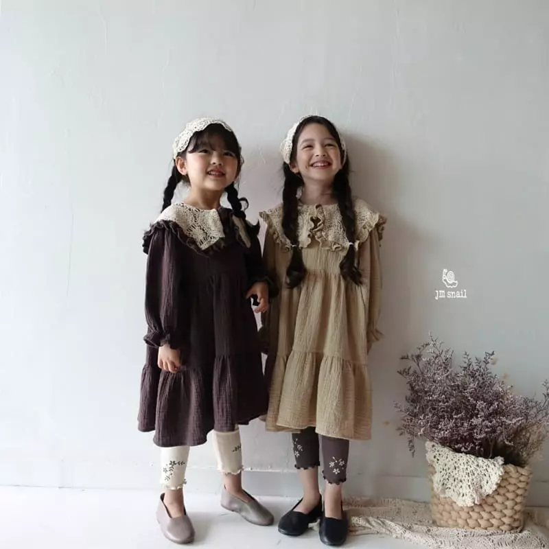 JM Snail - Korean Children Fashion - #littlefashionista - Nice Flower Embroidery Leggings - 8
