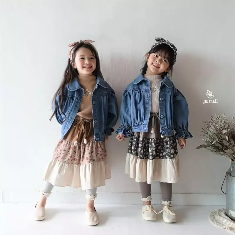 JM Snail - Korean Children Fashion - #prettylittlegirls - Cuty Denim Shirring Jacket - 5
