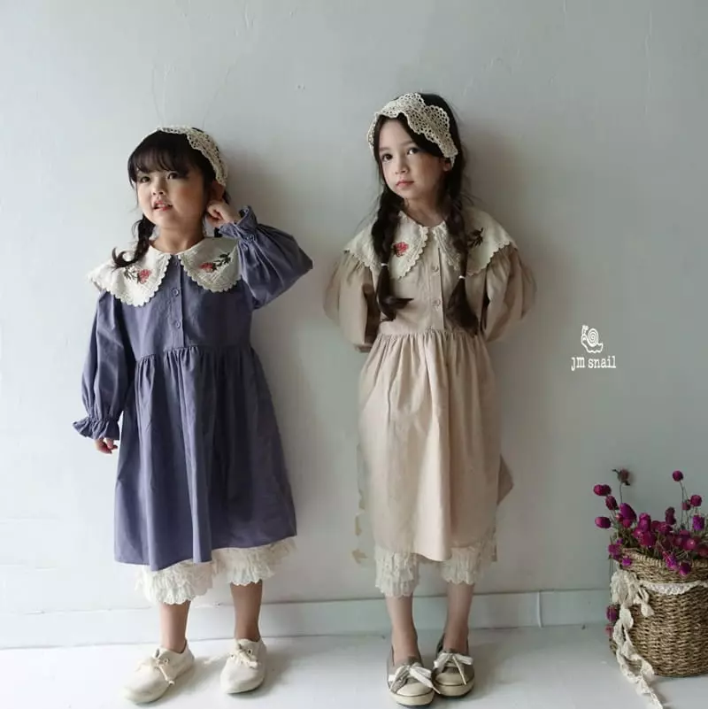 JM Snail - Korean Children Fashion - #prettylittlegirls - Embroidery One-piece - 2