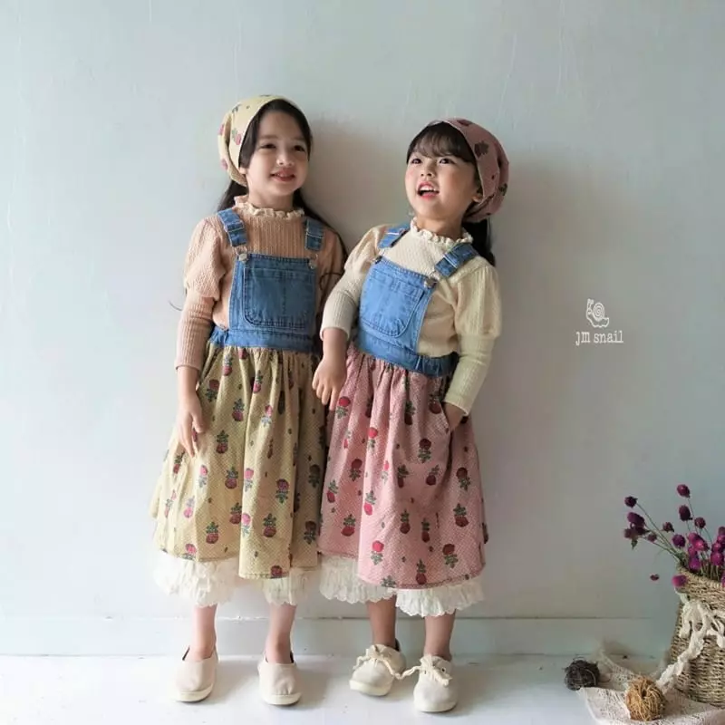 JM Snail - Korean Children Fashion - #todddlerfashion - Cottage Denim Dungarees One-piece - 4