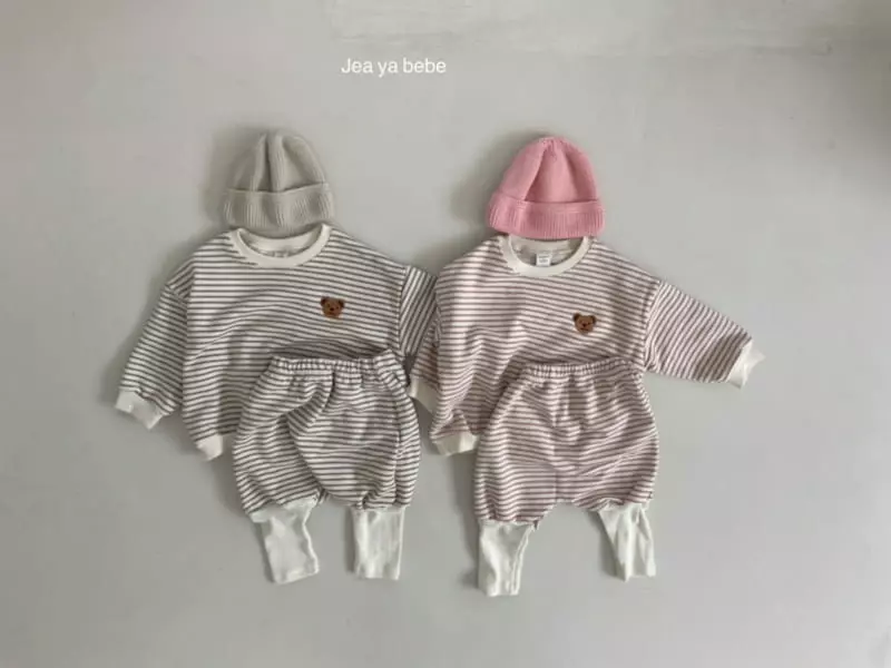 Jeaya & Mymi - Korean Children Fashion - #kidzfashiontrend - Bbang Dduck Stripes Top Bottom Set