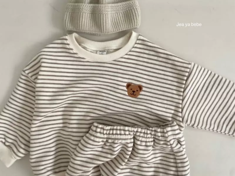 Jeaya & Mymi - Korean Children Fashion - #littlefashionista - Bbang Dduck Stripes Top Bottom Set - 4